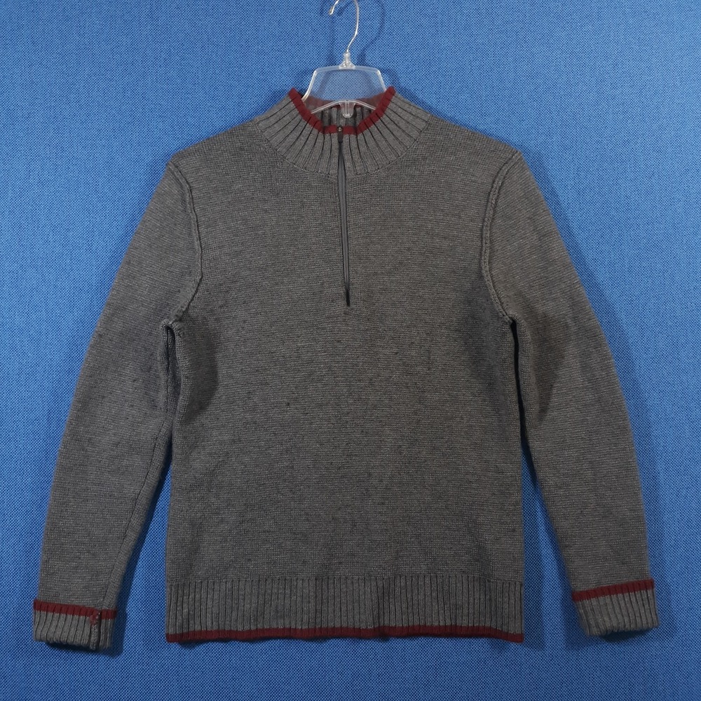Stio Sweater Mens Large Merino Wool Pullover 1/4 Zip Gray Outdoor Heavyweight